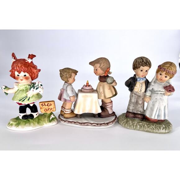 Vtg Goebel Berta Hummel Lot Of 3 Ceramic Figurines Collectibles Hand Painted - Picture 1 of 16